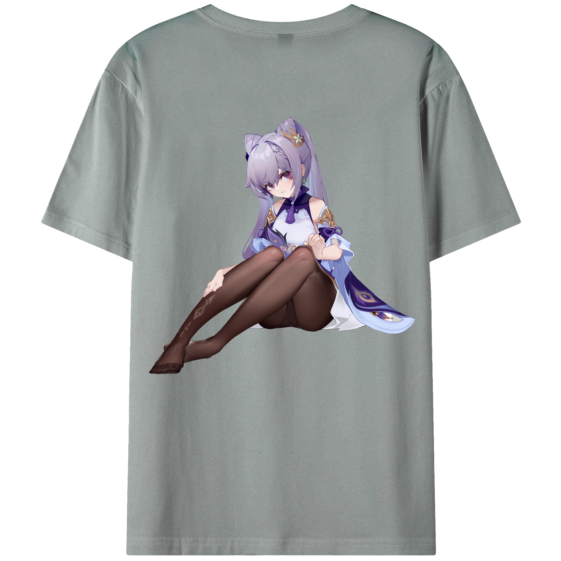 げんし神 刻晴 こくせい genshin Kokusei 綿100％ メンズ半袖Tシャツ（バックプリント） 通気性